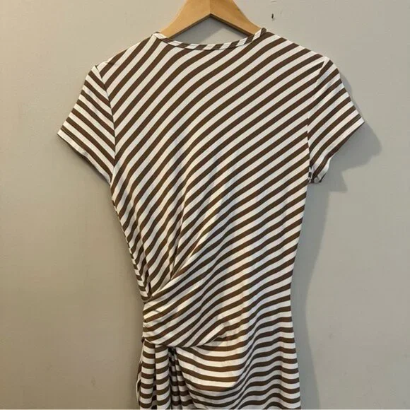 J.McLaughlin Elora Dress Brown White Stripes Catalina Cloth Sz M Coastal Prep - Picture 7 of 12